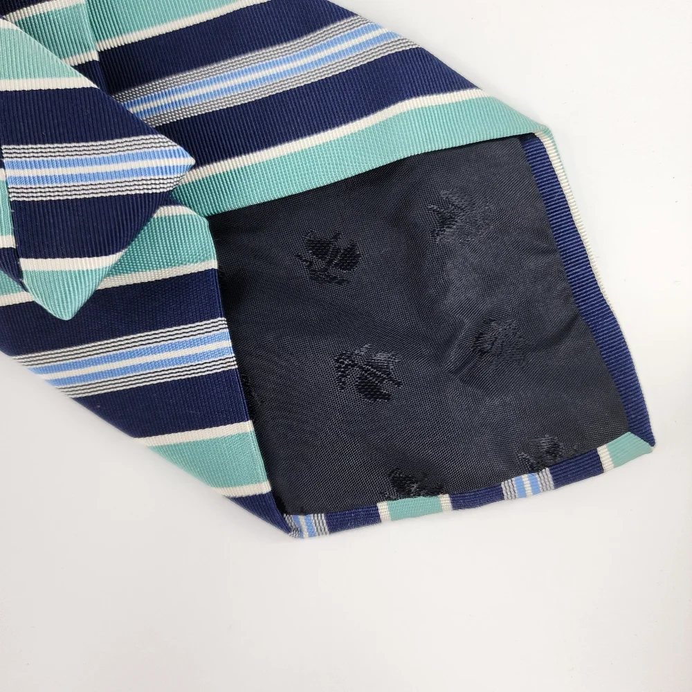 BROOKS BROTHERS MAKERS Green & Blue Stipe Tie.